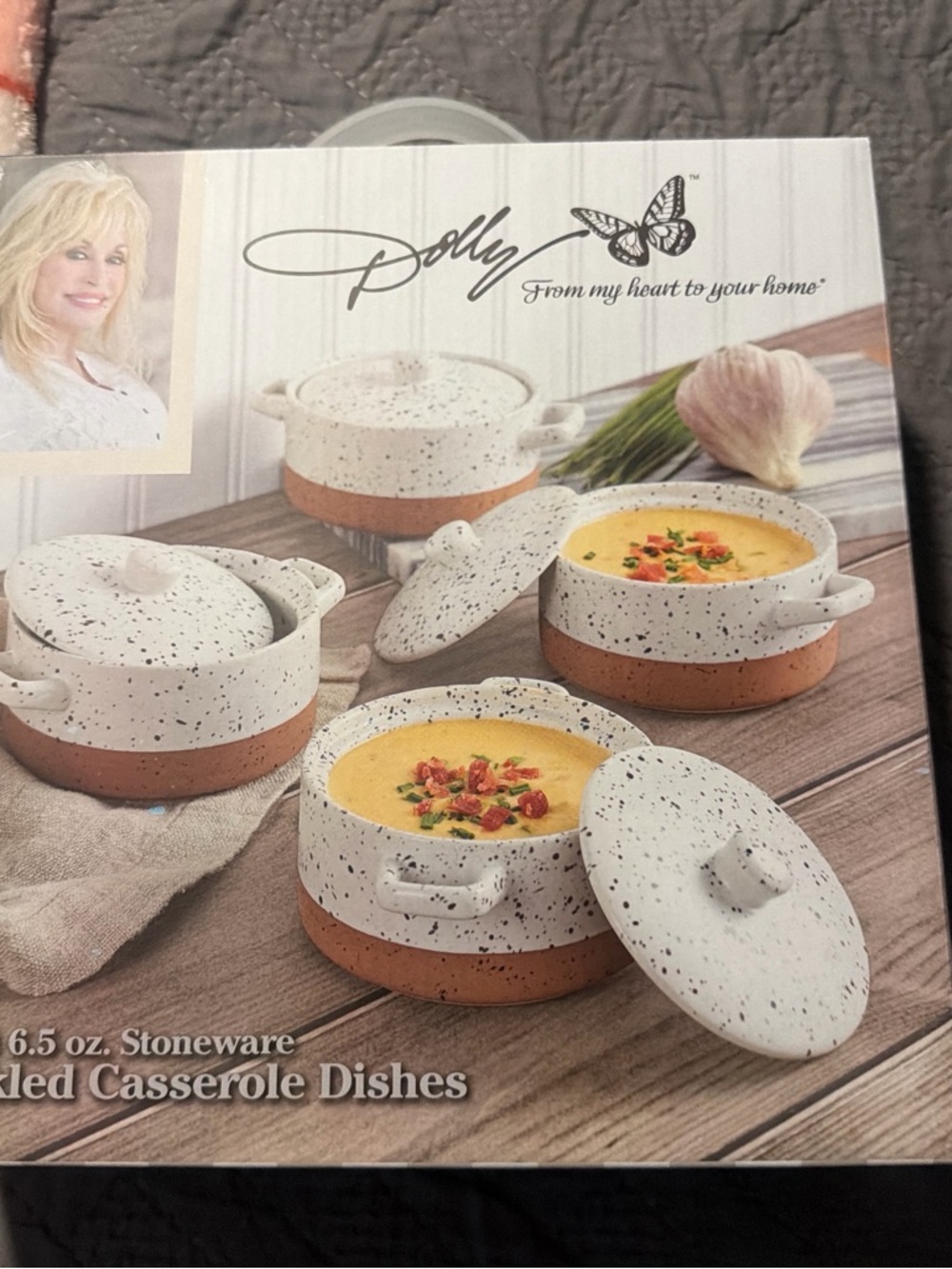 Dolly Stoneware Speckled Mini Casserole Dish - White & Brown